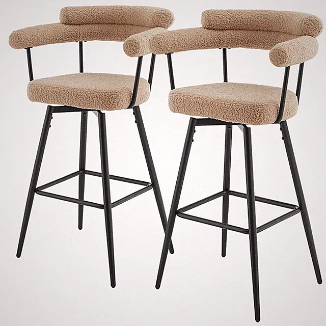 2er/4er Set Barhocker Teddy-Stoff 360° Drehbar Barstuhl Bistrohocker Fußstütze