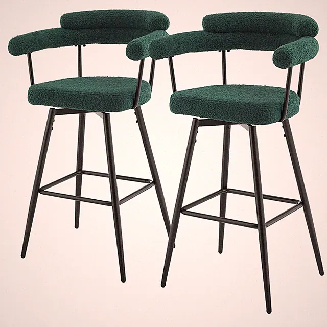2er/4er Set Barhocker Teddy-Stoff 360° Drehbar Bistrohocker Barstuhl Fußstütze
