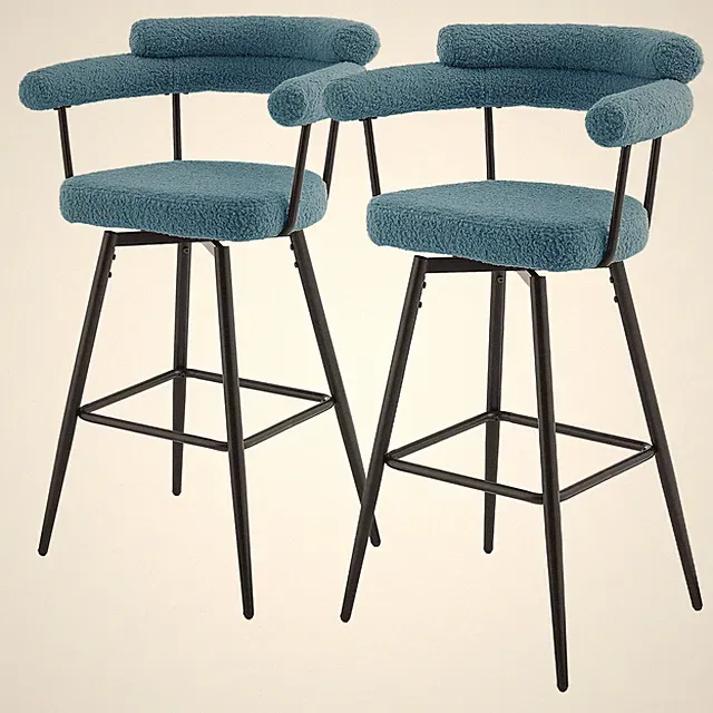 2er/4er Set Barhocker Teddy-Stoff 360° Drehbar Bistrohocker Barstuhl Fußstütze