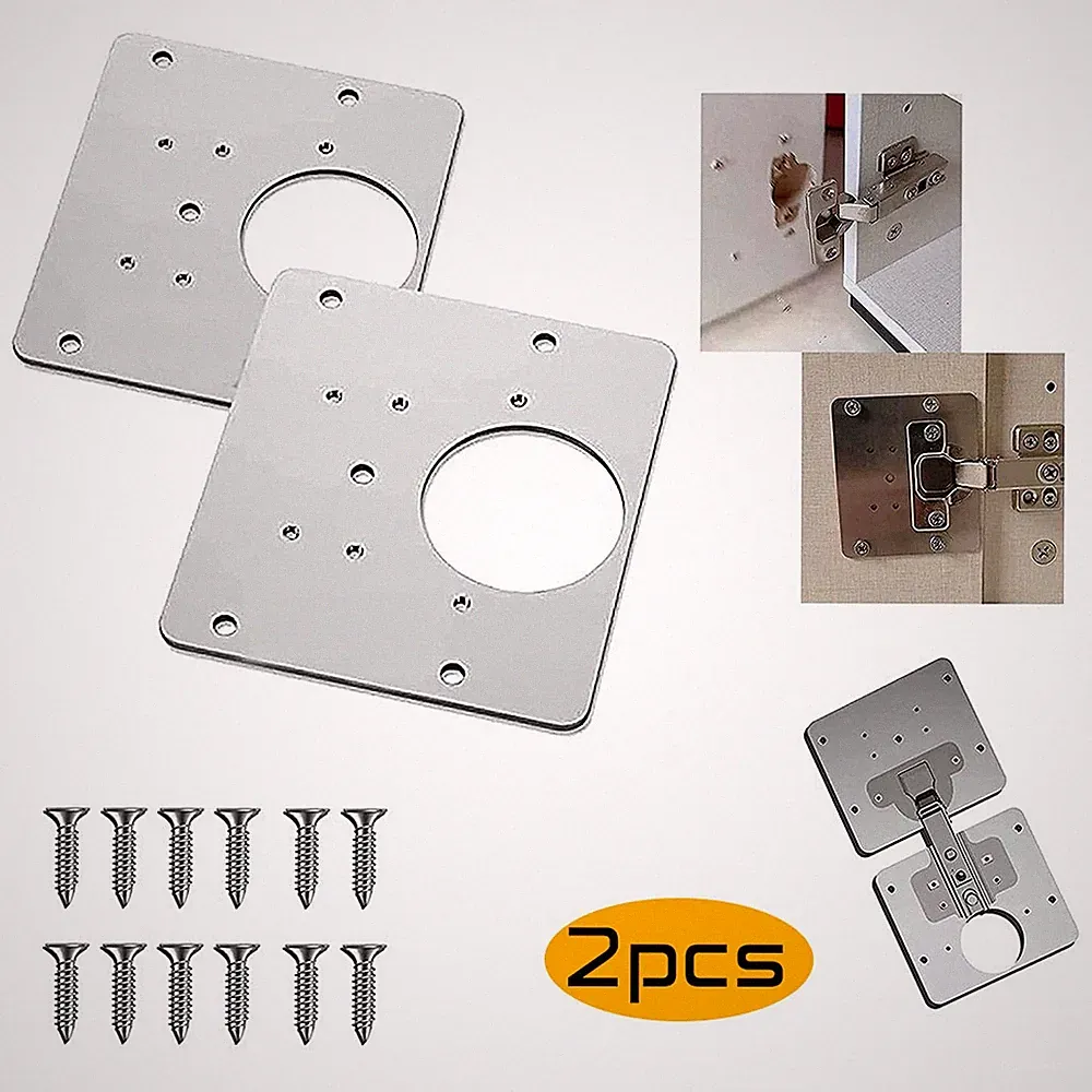 2er-Pack Blech Edelstahl Scharnier Reparaturplatte Möbel Schrank Reparatur