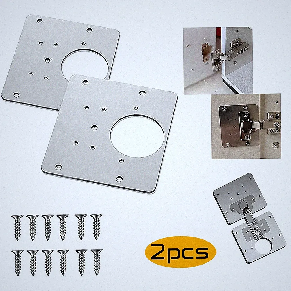 2er-Pack Blech Edelstahl Scharnier Reparaturplatte Möbel Schrank Reparatur