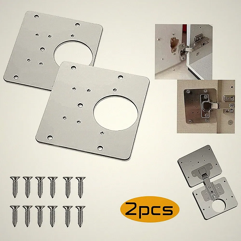 2er-Pack Blech Edelstahl Scharnier Reparaturplatte Möbel Schrank Reparatur