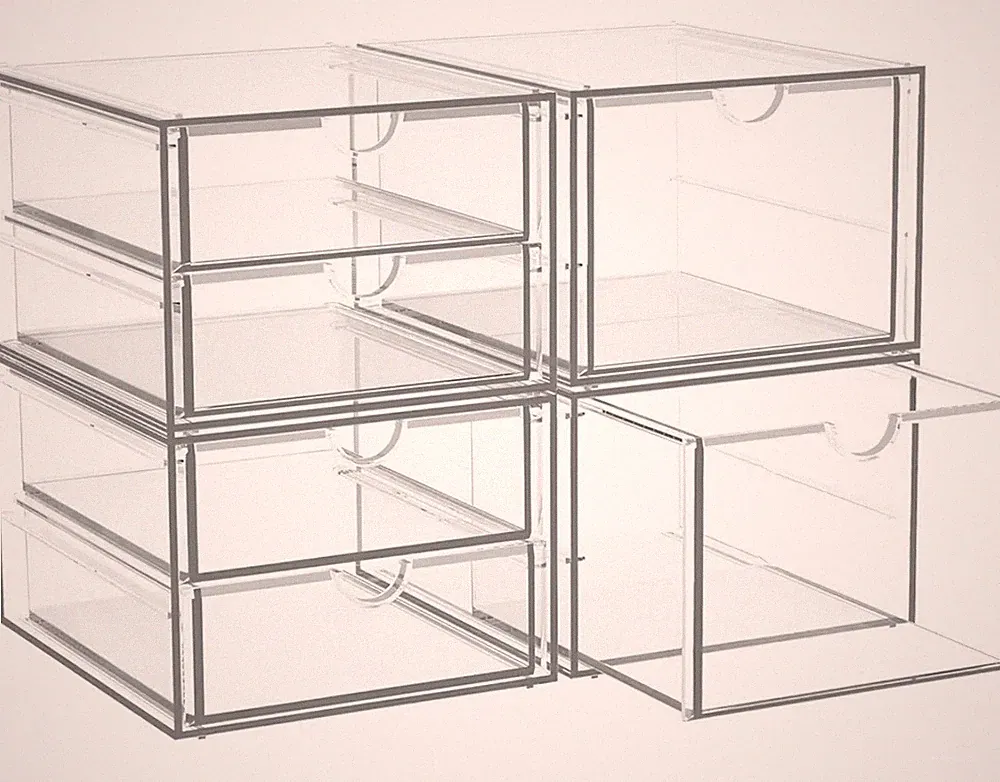 2er Set Aufbewahrungsbox mit6 Schubladen Transparent Kosmetik & Bürobedarf