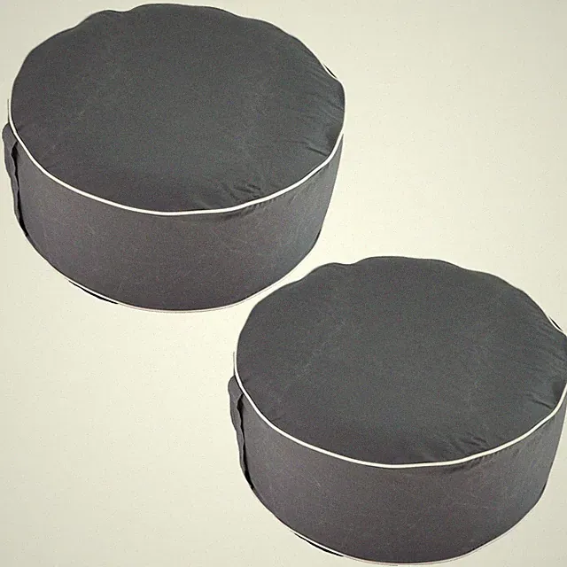 2er Set Aufblasbarer Pouf Sitzhocker 54 x 26 cm Outdoor Sitzsack Sitzpouf Grau