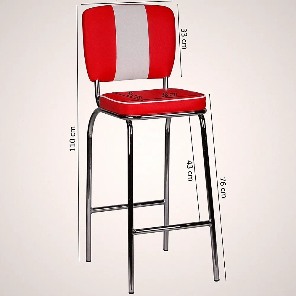 2er Set Barhocker American Diner Barstuhl 50er Jahre Retro Stuhl US Doppelpack
