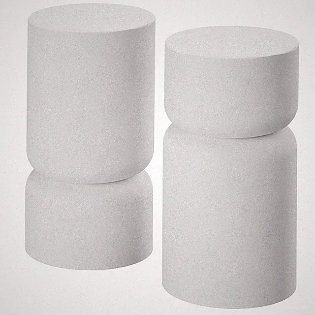 2er Set Beistelltisch Amine, Chubby-Design Abstelltisch weiß B-Ware