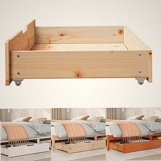 2er Set Bettkasten Bett Schublade Massivholz Kiefer Bettschubladen mit Rollen