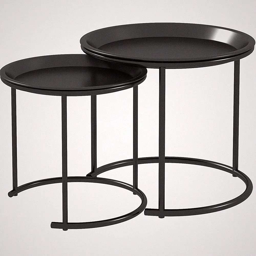 2er-Set Couchtisch, rund Beistelltisch, stapelbar Wohnzimmertisch, Sofatisch