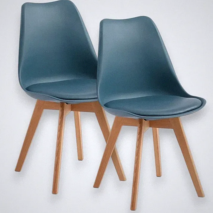 2er Set Esszimmerstühle Skandinavisches Design Blaugrün Stuhl Küche Holzbeine