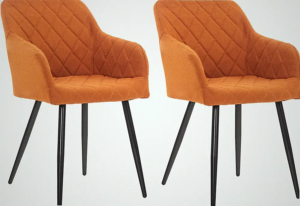 2er Set Esszimmerstuhl Shila Stoff orange