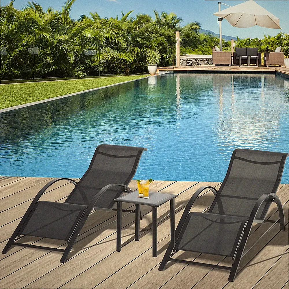 2er Set Gartenlounge Liegen Sonnenliege Gartenliege Outdoor Liege Beistelltisch