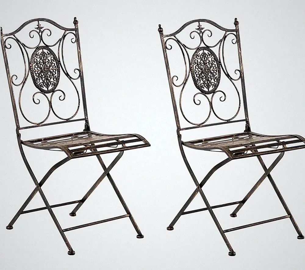 2er Set Gartenstühle Eisenstühle Antik Vintage Rustikal Industrial "Sibell" CLP