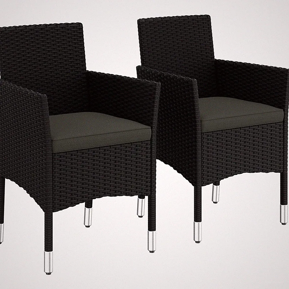 2er-Set Gartenstuhl aus PE-Rattan Terrassenstuhl Gartenmöbel Terrassensessel