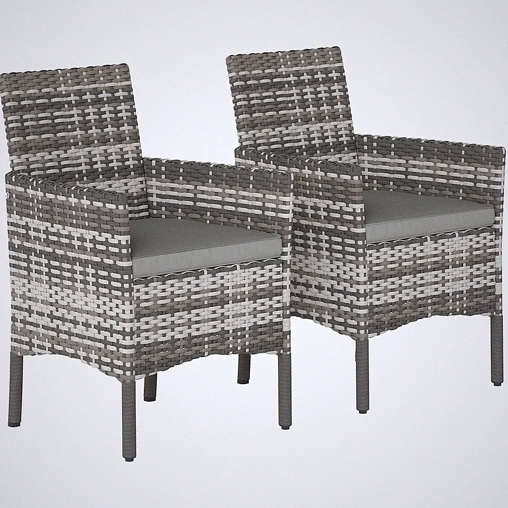 2er Set Gartenstuhl Polyrattan Gartenmöbel mit 2 Sessel Abnehmbaren Kissen