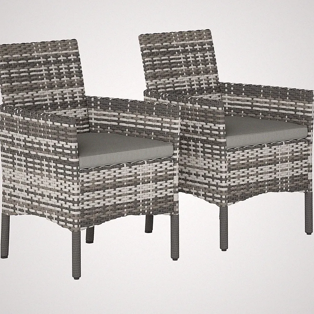 2er Set Gartenstuhl Polyrattan Gartenmöbel mit 2 Sessel Abnehmbaren Kissen