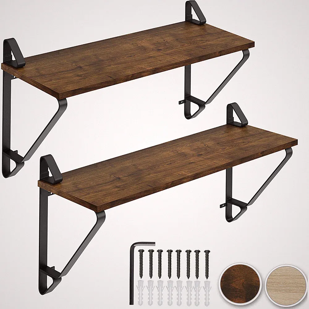 2er Set Hängeregal Wandregal Schweberegal Regal 60 x 20cm Industrial Holz Metall