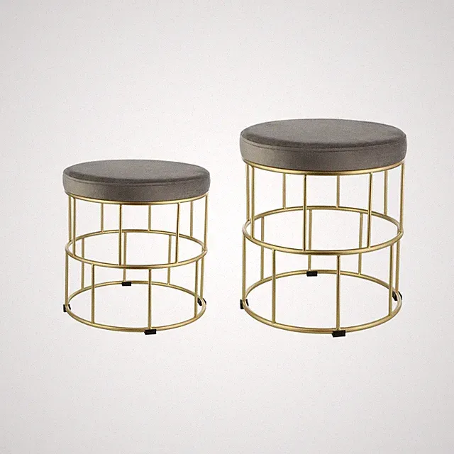 2er Set Hocker Sitzhocker elegant Beistellhocker aus Samt in braun und Messing