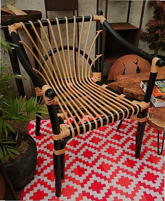 2er Set Ratan-Stühle Rattan Stühle Ratanstühle natur Gartenstühle Terrasse