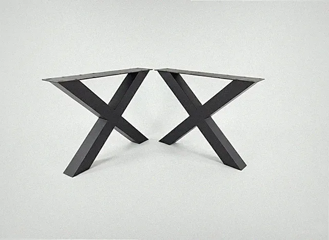 2er Set Schwerlast Tischgestell X-Form | Stahlgestell X-Beine für Esstisch