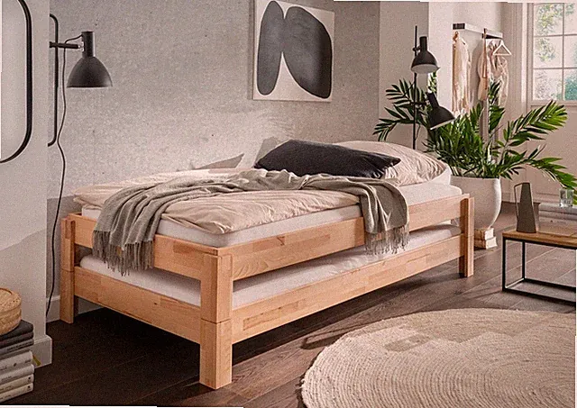 2er-Set Stapelbett 90x200cm Massivholz Buche massiv natur geölt NEU OVP!!!