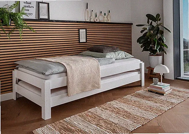 2er-Set Stapelbett 90x200cm Massivholz Buche massiv weiß lackiert NEU OVP!!