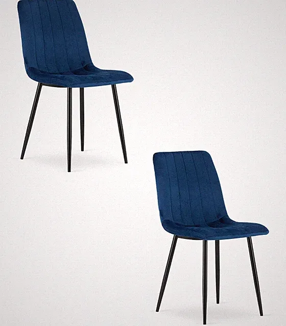 2er-Set Stuhl LAVA in marineblauem Samt