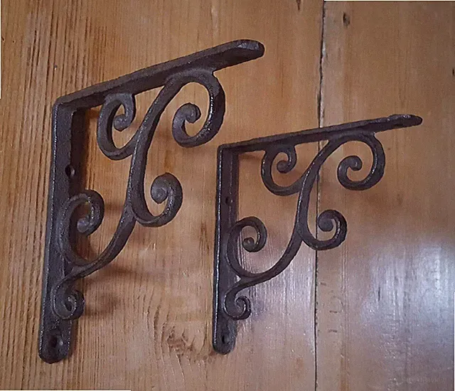 2er SET Wandkonsole Regalwinkel Regalträger Nostalgie Barock Metall Gusseisen