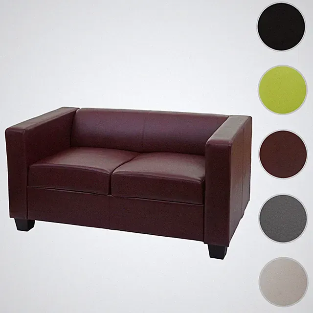 2er Sofa Loungesofa Couch Lille Kunstleder Leder Mikrofaser Textil