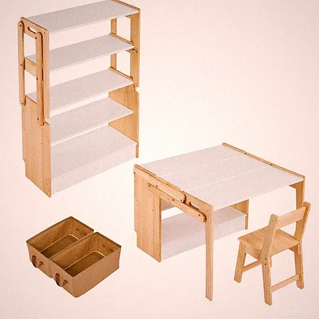 2in1 Klapptisch Schließfach Schreibtisch Tisch mit Stuhl 2 Aufbewahrungsboxen