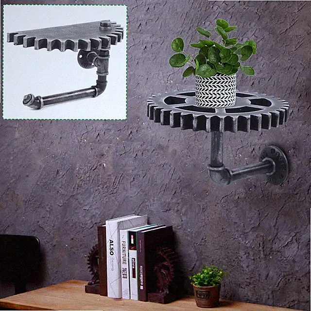 2Pcs Retro Industriestil Wasserrohr RegaleEisen Wandregal Wandständer Wohnkultur