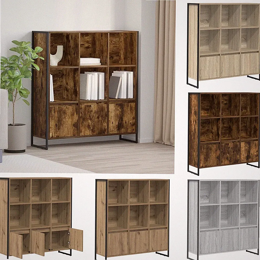 2Tlg.Bücherregal Holzwerkstoff Aufbewahrungsmöbel Wohnzimmer Möbel Set Farben BE