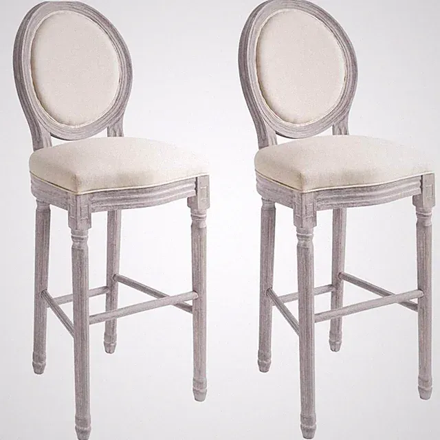 2x Barstuhl Leinen Cremeweiß Barhocker Tresenhocker Küchenhocker Hocker vidaXL