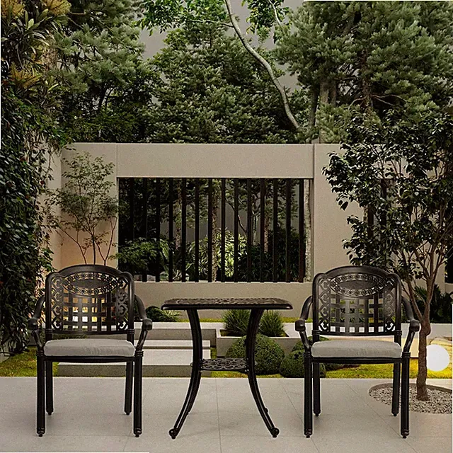 2x Gartenstühle aus Aluminiumguss für den Außenbereich Kissen Gartenstuhl Garten