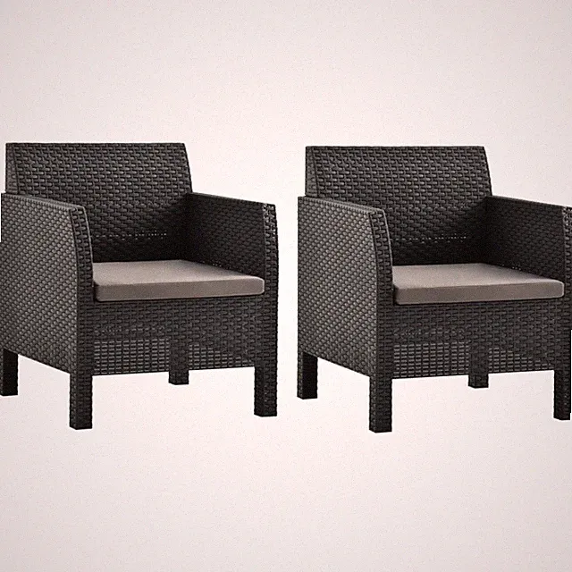 2x Gartenstuhl mit Kissen PP Rattan Gartensessel Sessel Stuhl Lounge vidaXL