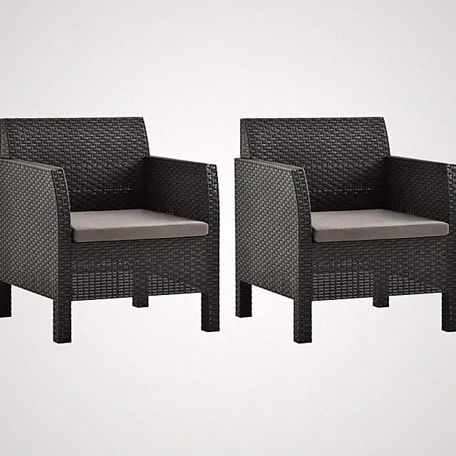 2x Gartenstuhl mit Kissen PP Rattan Gartensessel Sessel Stuhl Lounge vidaXL