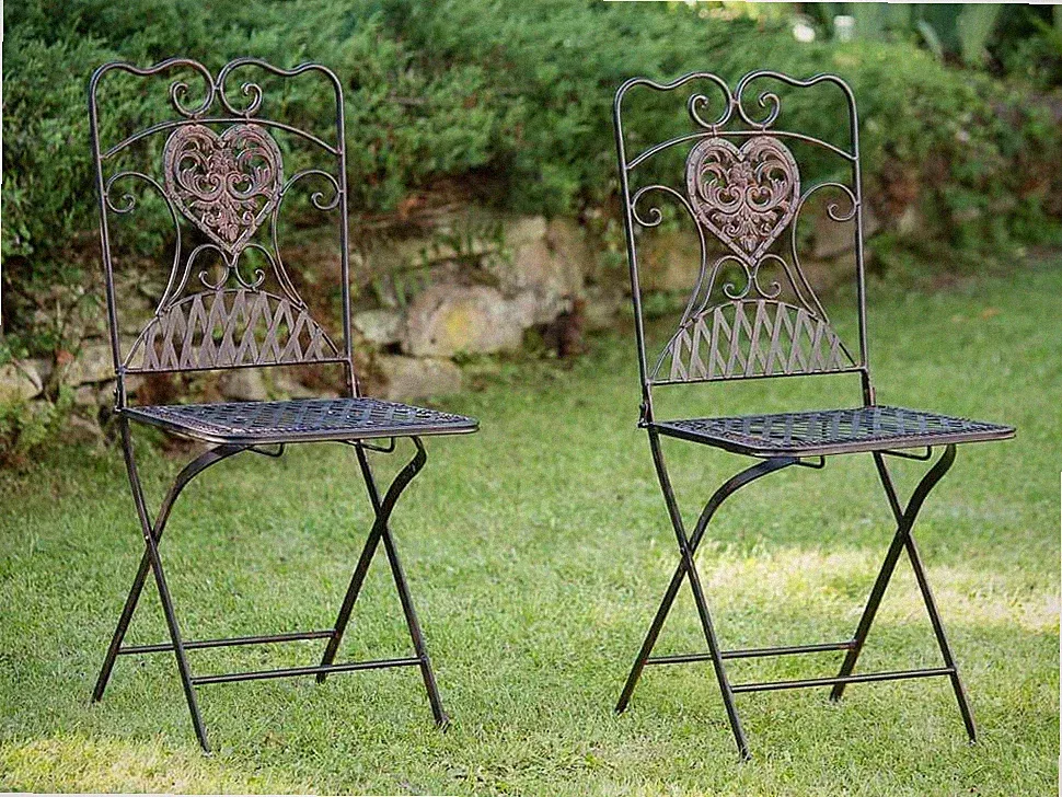 2x Gartenstuhl Paar Stuhl Bistrostuhl Eisen Antik-Stil Gartenmöbel braun