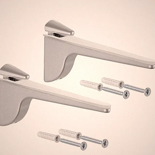 2x Glas Regal Bodenträger Wandkonsole Klemmträger Fachboden Tablarträger silber