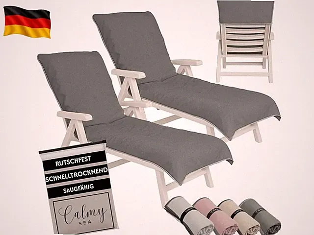 2X Handtuch für Sonnenliege - 200x75cm mit Kapuze Microfaser Light Weight