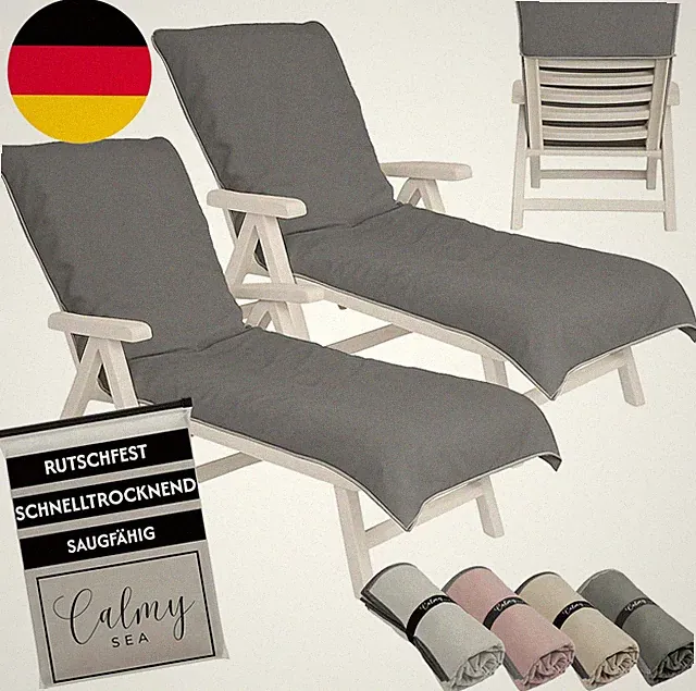 2X Handtuch Für Sonnenliege - 200X75Cm Mit Kapuze Microfaser Light Weight Schonb
