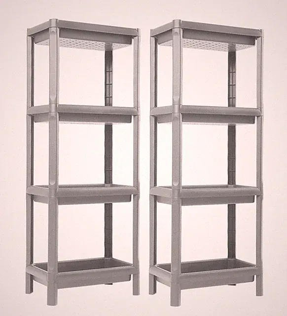 2x Haushaltsregal Steckregal Badregal Küchenregal schmal grau 4 Böden