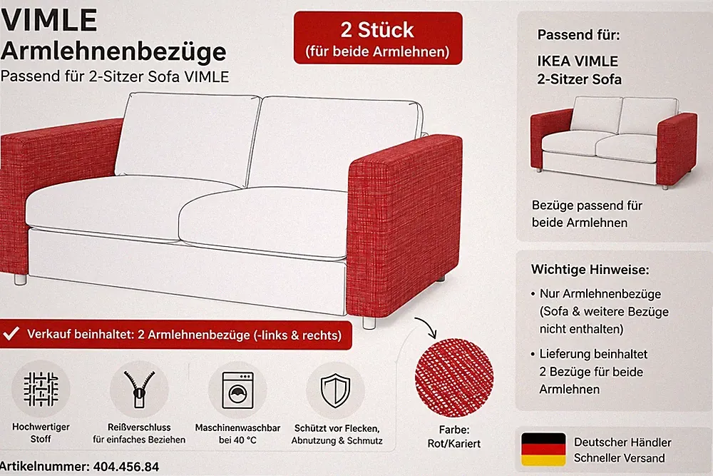 2x IKEA VIMLE Bezug für Armlehnen Dalstorp bunt NEU OVP 404.456.84 Sofa Couch