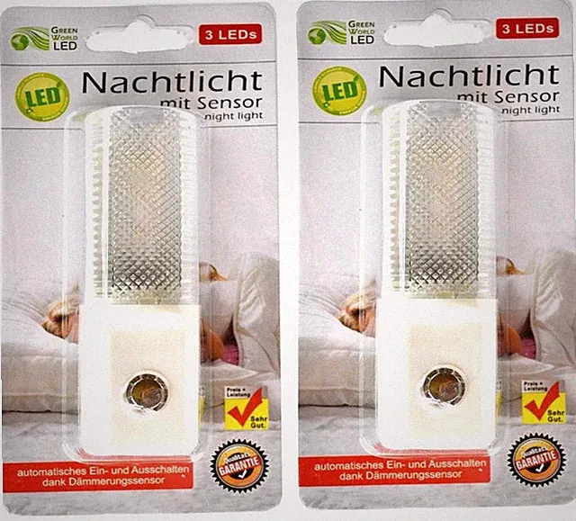 2x LED Nachtlicht mit Sensor und 3 LEDs | Kinderzimmerlampe | Baby Nachtlicht
