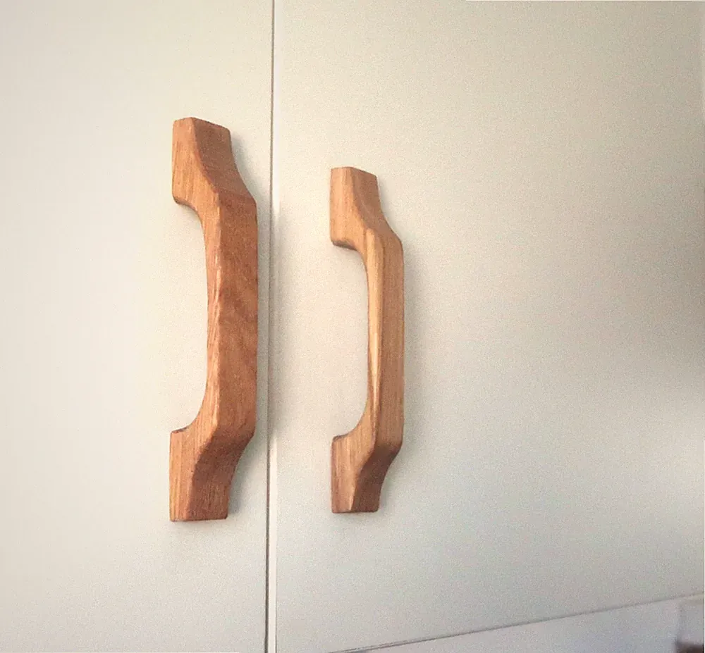 2x Möbelgriffe Eiche Massiv 16 cm Holzgriffe Skandinavisch