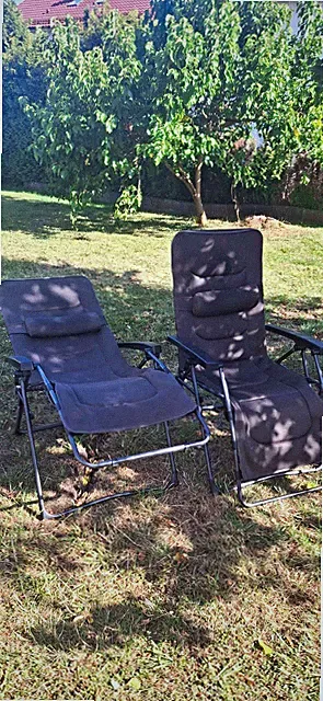 2x Relaxstuhl klappbar, Schwarz, Metallrahmen – Gartenliege/Relaxliege