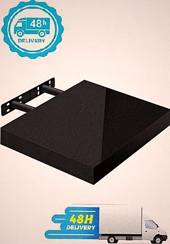2x Schwarz Glanz Schwebend Modern Halterung Premium Wandregal