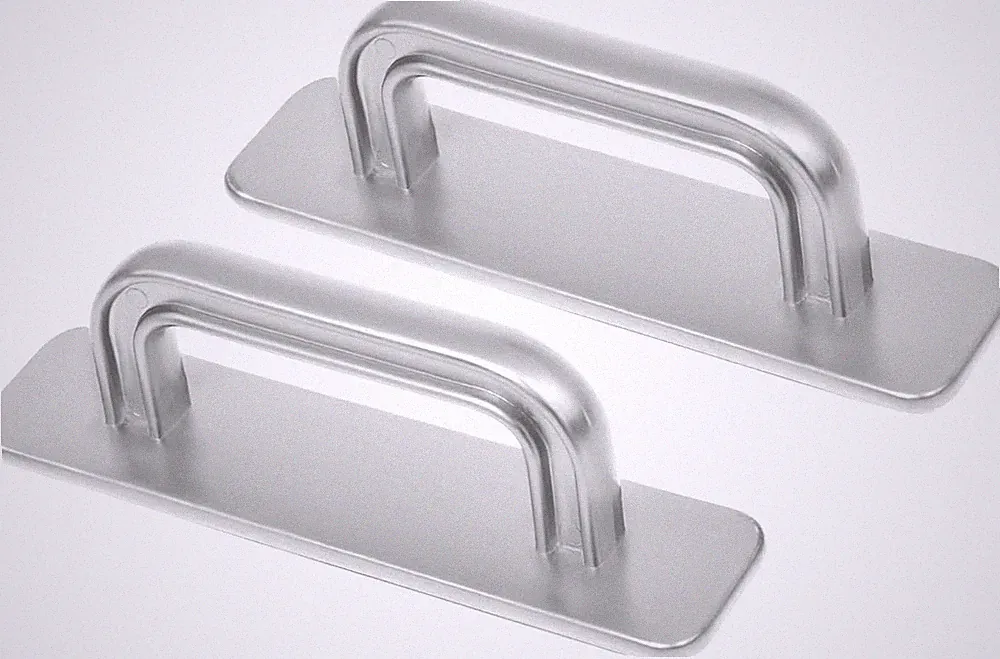 2x Selbstklebende Schrankgriffe ABS 10x2,5cm Silber Modern Ohne Bohren Möbel