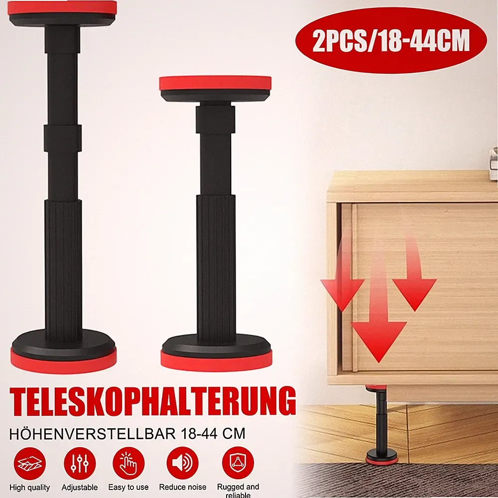 2x Teleskopstützen 18-44cm verstellbar für Möbel Schrank Sofa Waschbecken 200kg