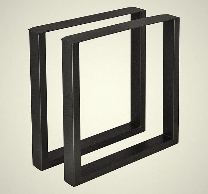 2x Tischbeine Bankkufen Stahl 74x40x8 cm Schwarz Pulverbeschichtet Vierkant