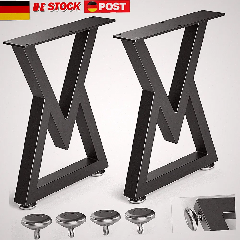 2X Tischbeine gekreuzt Tischkufen Metall pulverbeschichtet ink. Schrauben DIY