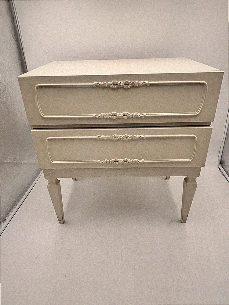 2x Vintage Nachttisch Creme Weiß Shabby Chic Barock Stil Kommode Nachtkonsole